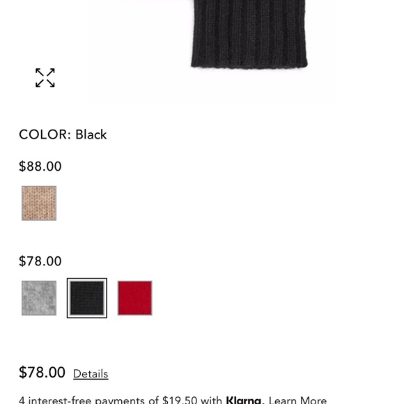 NWT C by Bloomingdale’s Cashmere Ribbed Knit Pop Top Mittens - Picture 6 of 6